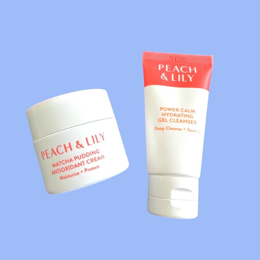 Peach and Lily 2 Piece Skincare Set Matcha Pudding Cream Hydrating Gel Cleanser